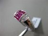 ESTATE WIDE 1.65CT DIAMOND & AAA RUBY 18KT WHITE GOLD SQUARE HALF MOON FUN RING