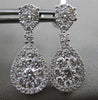 ESTATE 1.74CT DIAMOND 18K WHITE GOLD 3D PEAR SHAPE CLUSTER HALO HANGING EARRINGS