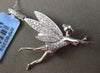 ESTATE LARGE .58CT DIAMOND 18KT WHITE GOLD 3D ANGEL FAIRY TINKER BELL PENDANT