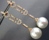 ESTATE LONG .76CT DIAMOND & AAA SOUTH SEA PEARL 18KT ROSE GOLD HANGING EARRINGS