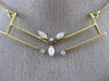 ANTIQUE .40CT DIAMOND 18K WHITE & YELLOW GOLD 3D V SHAPE FLOATING NECKLACE #3635