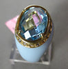 ANTIQUE WIDE .30CT DIAMOND & AAA BLUE TOPAZ 14KT YELLOW GOLD BLUE ENAMEL RING