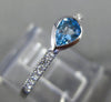 ESTATE .65CT DIAMOND & AAA BLUE TOPAZ 14KT WHITE GOLD PEAR SHAPE BEZEL FUN RING