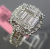 LARGE .85CT ROUND & BAGUETTE DIAMOND 18KT WHITE GOLD 3D CLUSTER ENGAGEMENT RING