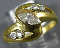 ANTIQUE WIDE .33CT DIAMOND 14KT YELLOW GOLD 3D PROMISE FRIENDSHIP RING #12081