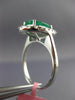 ESTATE LARGE 2.07CT DIAMOND & AAA EMERALD 18K WHITE GOLD 3D HALO ENGAGEMENT RING