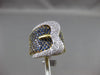 ESTATE WIDE 3.58CT DIAMOND & AAA SAPPHIRE 14KT WHITE GOLD 3D BELT RING F/G VSSI