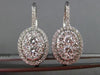 ESTATE LARGE 2.60CT DIAMOND 18KT WHITE GOLD 3D CLUSTER OVAL HANGING EARRINGS