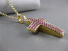 ESTATE LARGE 1.12CT AAA PINK SAPPHIRE 14KT YELLOW GOLD FLOATING CROSS PENDANT