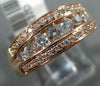 ESTATE .63CT DIAMOND 14K ROSE GOLD CLASSIC THREE ROW GRADUATING ANNIVERSARY RING