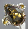 ESTATE 2.91CT DIAMOND & AAA SMOKY TOPAZ 14KT YELLOW GOLD HALO ENGAGEMENT RING