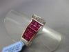 ESTATE WIDE 2.12CT DIAMOND & AAA PRINCESS CUT RUBY 18K WHITE GOLD 3D ETOILE RING