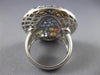 ESTATE EXTRA LARGE 5.90CT DIAMOND & MULTI COLOR SAPPHIRE 14KT WHITE GOLD 3D RING