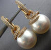 ESTATE LARGE 1.55CT DIAMOND & AAA SOUTH SEA PEARL 18K ROSE GOLD HANGING EARRINGS