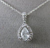 ESTATE .66CT DIAMOND 14KT WHITE GOLD CLUSTER PEAR HALO FILIGREE FLOATING PENDANT