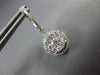 ESTATE 1.0CT DIAMOND 14KT WHITE GOLD ROUND CLUSTER HALO HUGGIE HANGING EARRINGS