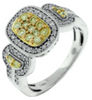 ESTATE WIDE .78CT WHITE & FANCY YELLOW DIAMOND 14KT 2 TONE GOLD ANNIVERSARY RING