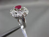ESTATE LARGE 2.0CT DIAMOND & RUBY 18K WHITE GOLD 3D BOUBLE HEART ENGAGEMENT RING