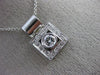 ESTATE .16CT ROUND DIAMOND 14KT WHITE GOLD SOLITAIRE SQUARE HALO PENDANT #19530