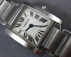 ESTATE CARTIER .05CT AAA ROUND SAPPHIRE STAINLESS STEEL 3D CLASSIC SQUARE WATCH