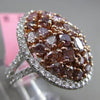 ESTATE LARGE 4.18CT GIA MULTI COLOR DIAMOND 18KT 2 TONE GOLD OVAL CLUSTER RING