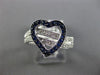 ESTATE 1.31CT DIAMOND & SAPPHIRE 14KT WHITE GOLD 3D HEART LOVE VALENTINES RING