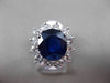 ESTATE LARGE 6.89CT DIAMOND & AAA SAPPHIRE 14KT WHITE GOLD HALO ENGAGEMENT RING