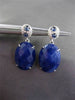 ANTIQUE LARGE 10.47CT DIAMOND & AAA SAPPHIRE 14KT WHITE GOLD 3D HANGING EARRINGS
