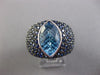 ESTATE LARGE 6.99CT BLUE TOPAZ & SAPPHIRE 18KT WHITE GOLD 3D MARQUISE FUN RING