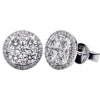 ESTATE LARGE 1.50CT DIAMOND 18KT WHITE GOLD 3D ROUND CLUSTER HALO STUD EARRINGS