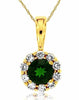 ESTATE 1.05CT DIAMOND & AAA RUSSALITE 14KT YELLOW GOLD FLOWER ROUND HALO PENDANT