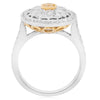 ESTATE LARGE .75CT WHITE & FANCY YELLOW DIAMOND 18K 2 TONE GOLD ANNIVERSARY RING