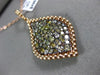 ESTATE EXTRA LARGE 2.20CT MULTI COLOR DIAMOND 18K ROSE GOLD 3D TEAR DROP PENDANT