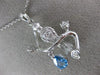 ESTATE .75CT DIAMOND & AAA PEAR SHAPE BLUE TOPAZ 14KT WHITE GOLD 3D BIRD PENDANT