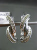 ESTATE LARGE .50CT DIAMOND 14KT WHITE GOLD 3D MULTI WAVE HANGING HUGGIE EARRINGS