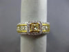 ESTATE 2.07CT WHITE & FANCY YELLOW DIAMOND 18K 2 TONE GOLD HALO ENGAGEMENT RING