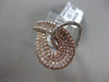 ESTATE WIDE 1.48CT DIAMOND 14KT WHITE & ROSE GOLD 3D OPEN LOVE KNOT FUN RING
