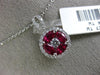 ESTATE .94CT ROUND DIAMOND & AAA RUBY 18KT WHITE GOLD CIRCULAR FLOATING PENDANT