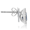 ESTATE 1.18CT DIAMOND & AAA SAPPHIRE 18K WHITE GOLD TEAR DROP HALO STUD EARRINGS