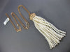 ESTATE EXTRA LARGE .50CT DIAMOND & AAA PEARL 18KT ROSE GOLD 3D TASSLE NECKLACE