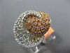 ESTATE LARGE .86CT WHITE & PINK DIAMOND 18K WHITE & ROSE GOLD OPEN FILIGREE RING