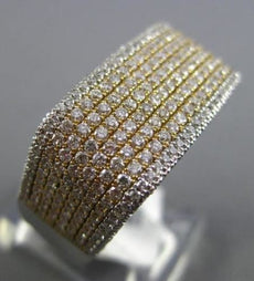 ESTATE WIDE 1.92CT DIAMOND 14KT TWO TONE GOLD MULTI ROW MICRO PAVE COCKTAIL RING