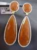 ESTATE LARGE 3.0CT DIAMOND & AAA ARAGONITE 14K ROSE GOLD OVAL TEAR DROP EARRINGS