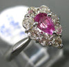 ESTATE 1.08CT DIAMOND & AAA PINK SAPPHIRE 18KT WHITE GOLD HALO ENGAGEMENT RING