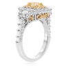 ESTATE 1.98CT WHITE & FANCY YELLOW DIAMOND 18KT 2 TONE GOLD HALO ENGAGEMENT RING