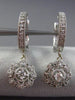 ESTATE .40CT DIAMOND 14KT WHITE GOLD FLOWER FILIGREE MILGRAIN HANGING EARRINGS