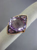 ESTATE LARGE 10.83CT DIAMOND & AAA PINK AMETHYST 14KT WHITE GOLD 3D FLOWER RING