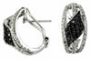 .88CT WHITE & BLACK DIAMOND 14KT WHITE GOLD 3D PAVE 3 ROW LEAF CLIP ON EARRINGS