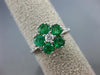 ESTATE 1.42CT DIAMOND & AAA EMERALD 18KT 2 TONE GOLD 3D FLOWER FRIENDSHIP RING