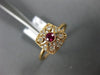 ESTATE .25CT DIAMOND & AAA RUBY 18KT ROSE GOLD 3D SQUARE FLOWER FILIGREE RING